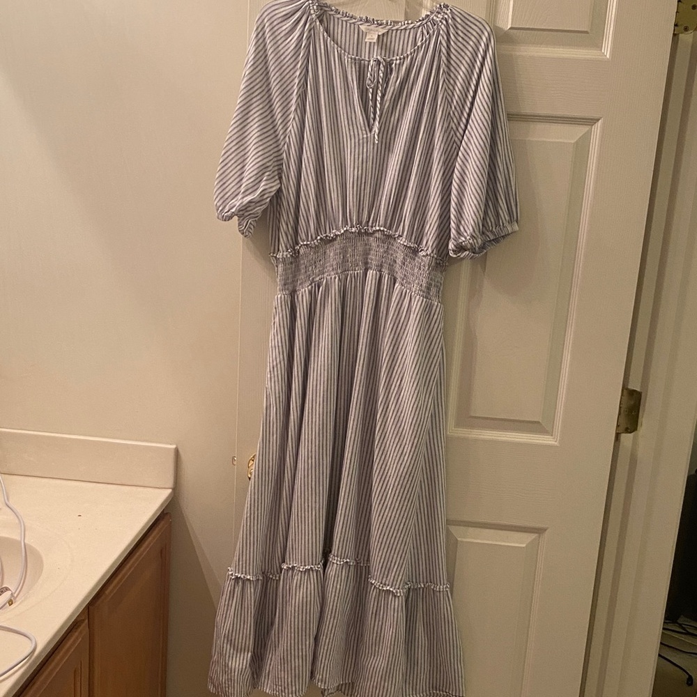 Caslon Striped Gray Maxi Dress